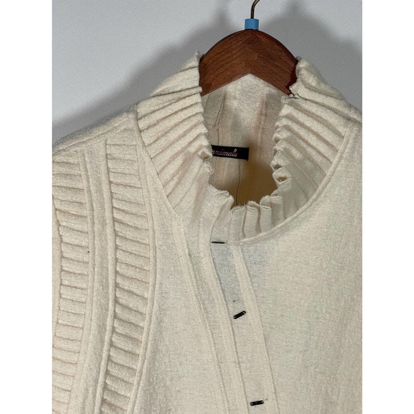 NEW NWT Animale Cream Off White Viscose Wool Blend Sweater Asymmetrical Sz 12 14 - Picture 2 of 13